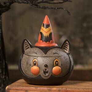 Bethany Lowe Johanna Parker Batty Barnum Bat Container Halloween Jar New